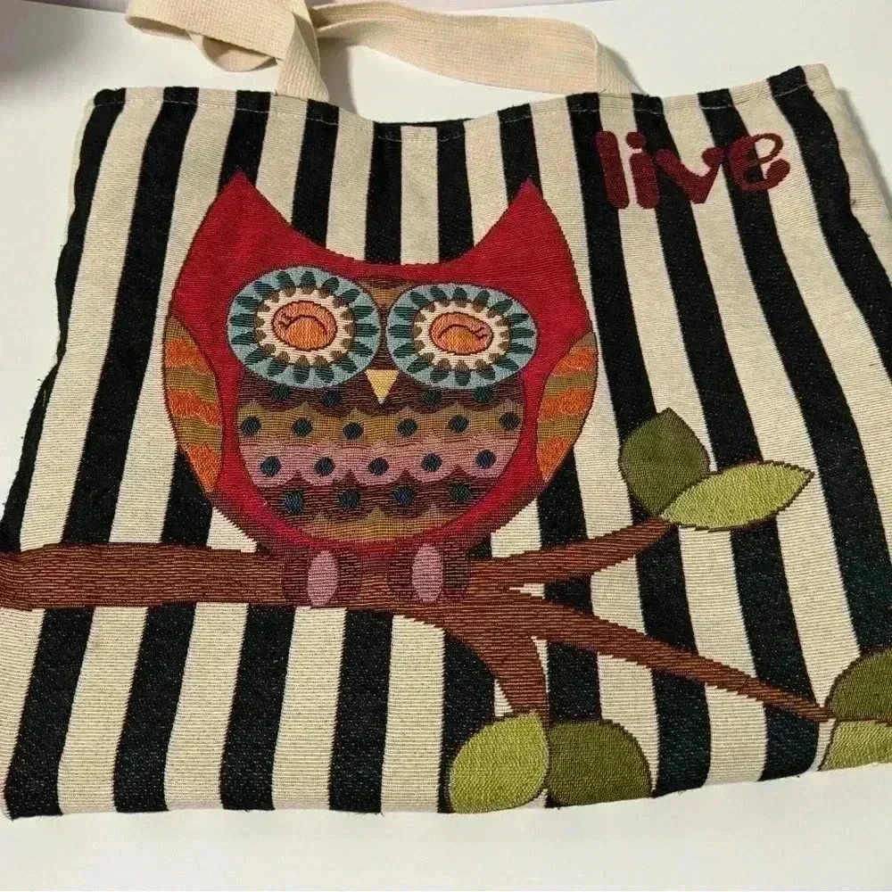 Large fabric owl tote